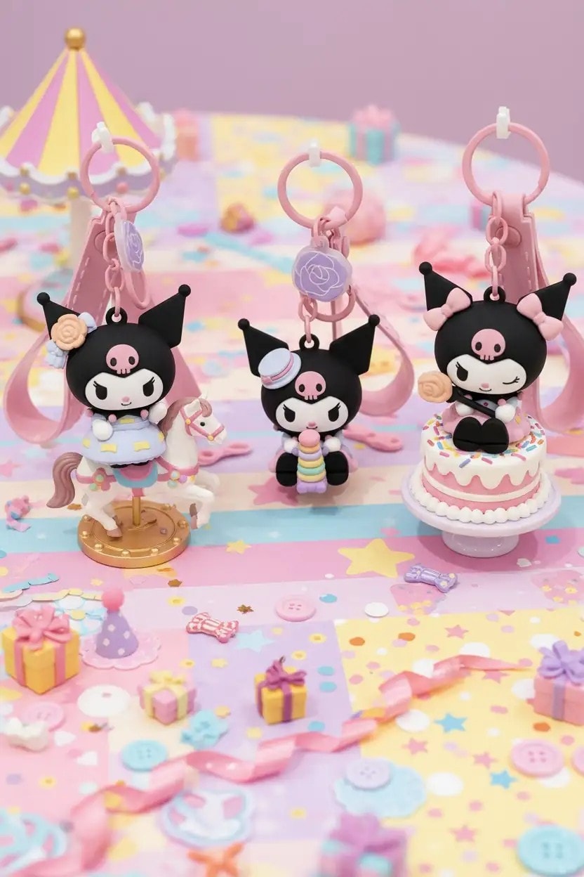 Sanrio Lisanslı Rose Earl Anahtarlık- Kuromi