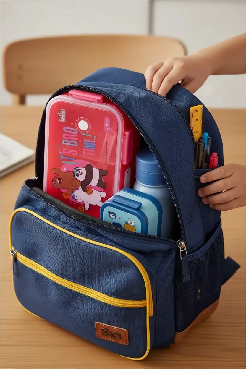 We Bare Bears Lisanslı Bölmeli Yemek Kabı 1200ml - Mikrodalga Uyumlu Sızdırmaz Beslenme Kutusu