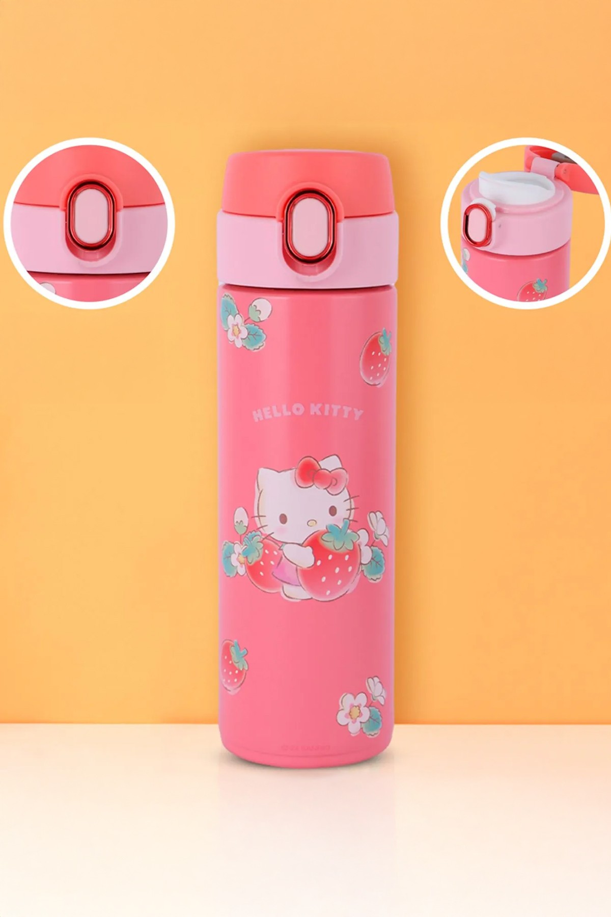 Sanrio Lisanslı Otomatik Kapaklı Termos (420ml) - Hello Kitty