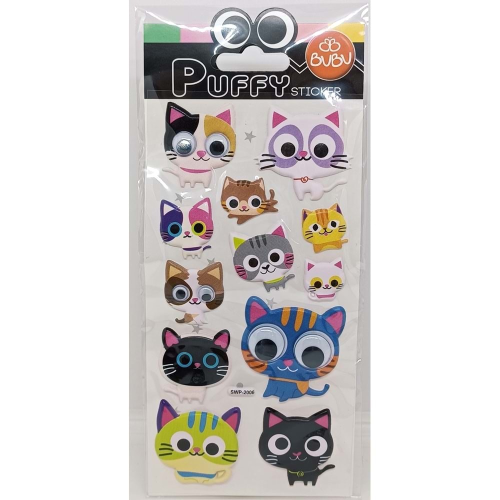 Bu-Bu Puffy Stickers Oynar Gözlü Kedi 