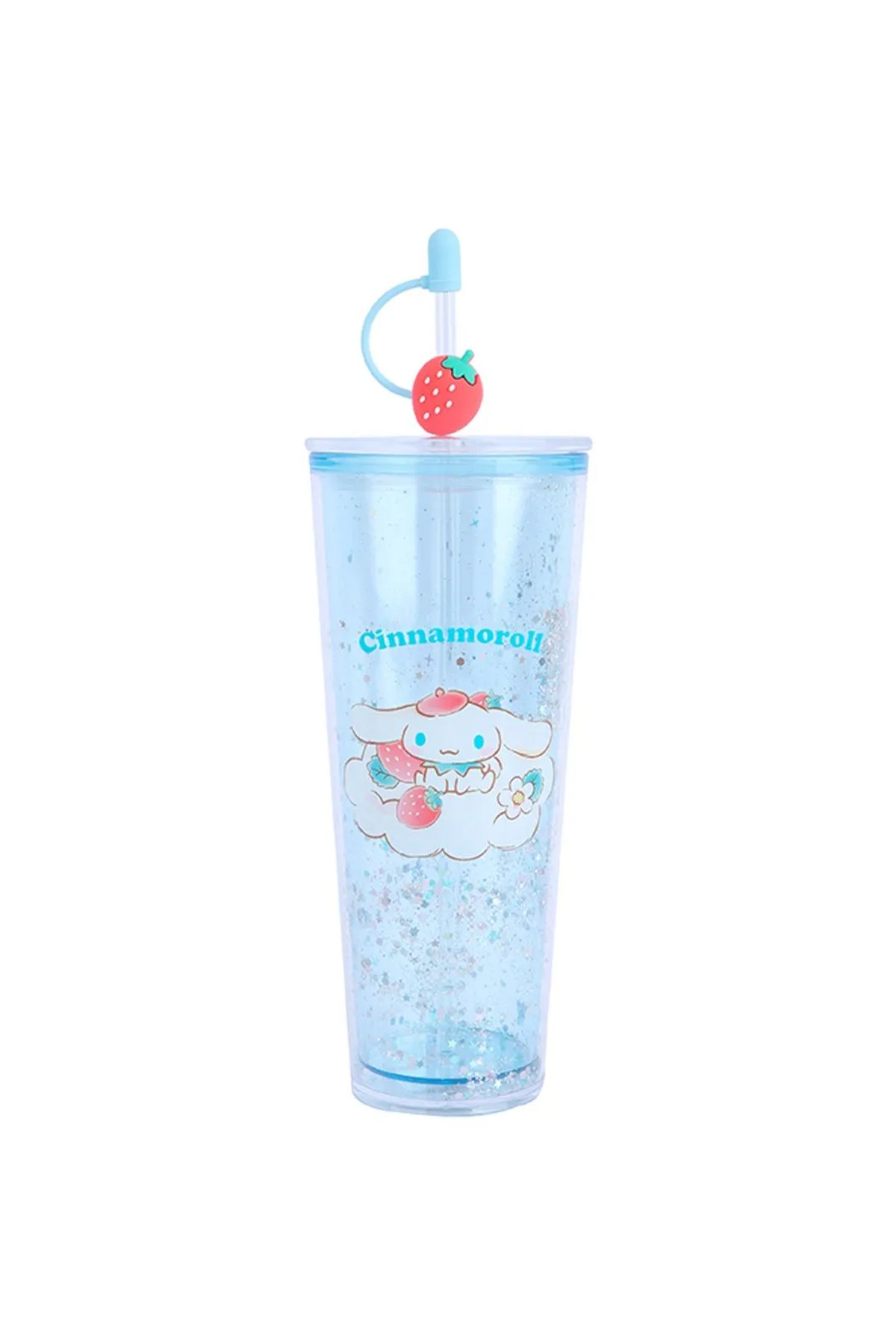 Sanrio Lisanslı Çift Cidarlı Pipetli Plastik Şişe (800ml) - Cinnamoroll