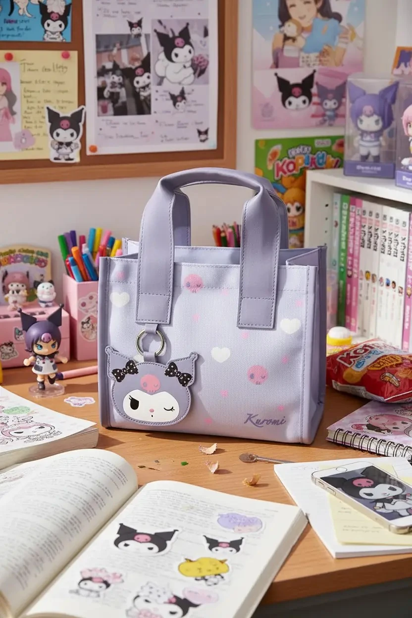 Sanrio Lisanslı Kuromi Kare Beslenme Çantası
