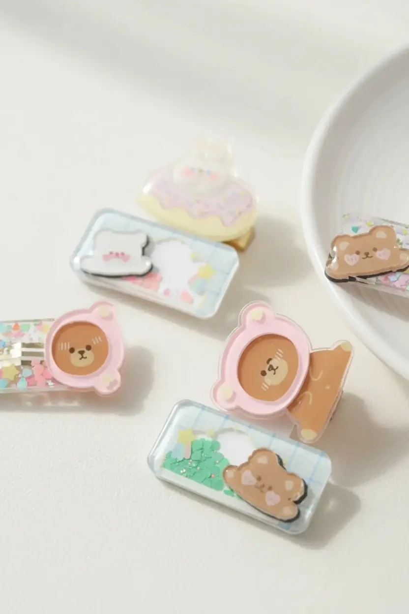 Miniso Lisanslı Kids Eğlenceli Ayı Serisi Figürlü Saç Tokası Seti – 2 Adet