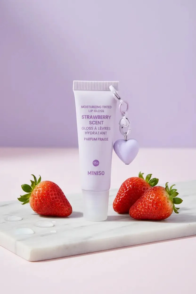 Miniso Lisanslı Nemlendirici Renkli Dudak Parlatıcısı – Çilek Kokulu