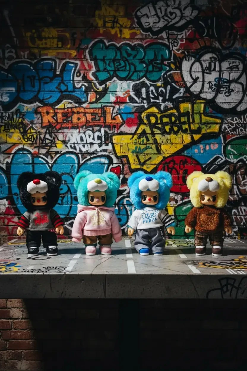 Rebel Bear Pozlanabilir Figür Cadde Serisi Sürpriz Figür – Şehir Temalı Blind Box Koleksiyonu