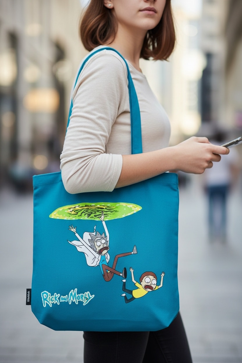 Rick Ve Morty Portaldan Geçiş Bez Çanta