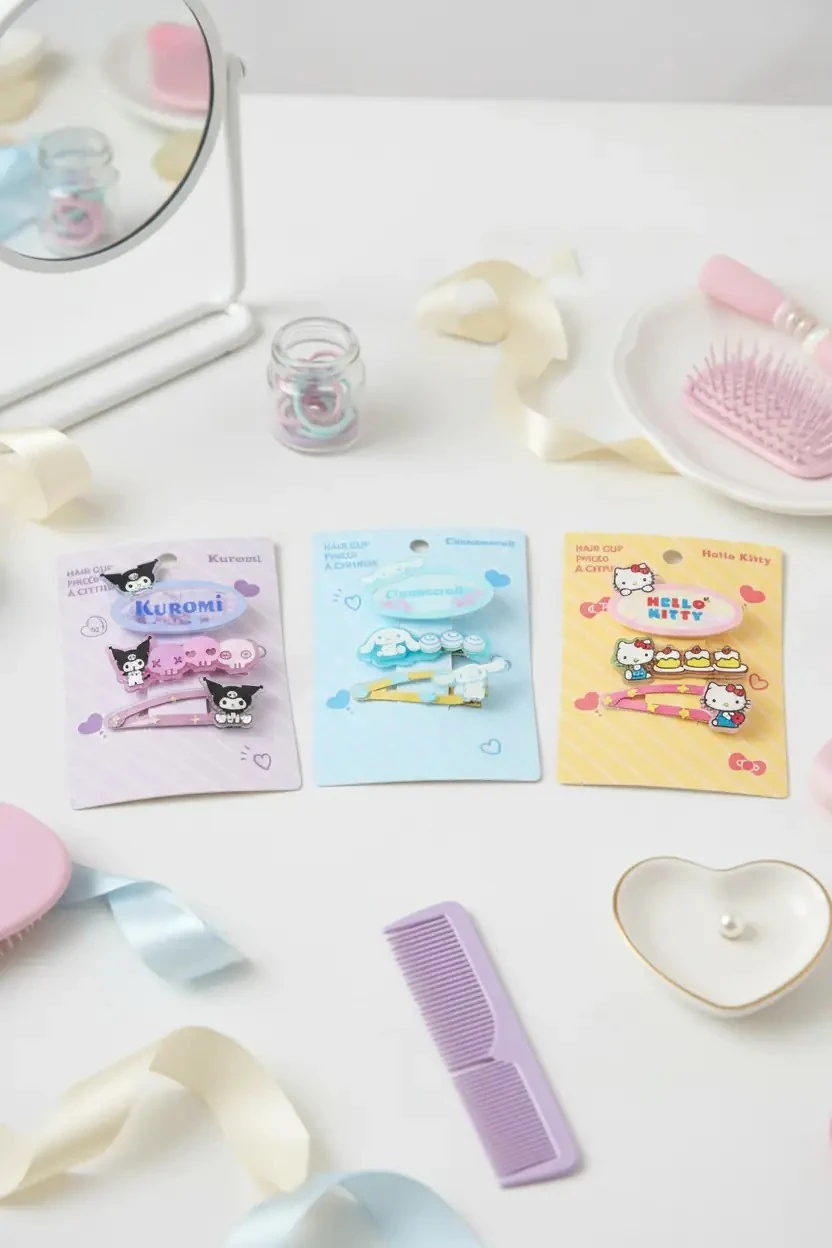 Hello Kitty Lisanslı Saç Tokası (3 Adet) – Renkli Figürlü & Pratik Sabitleyici