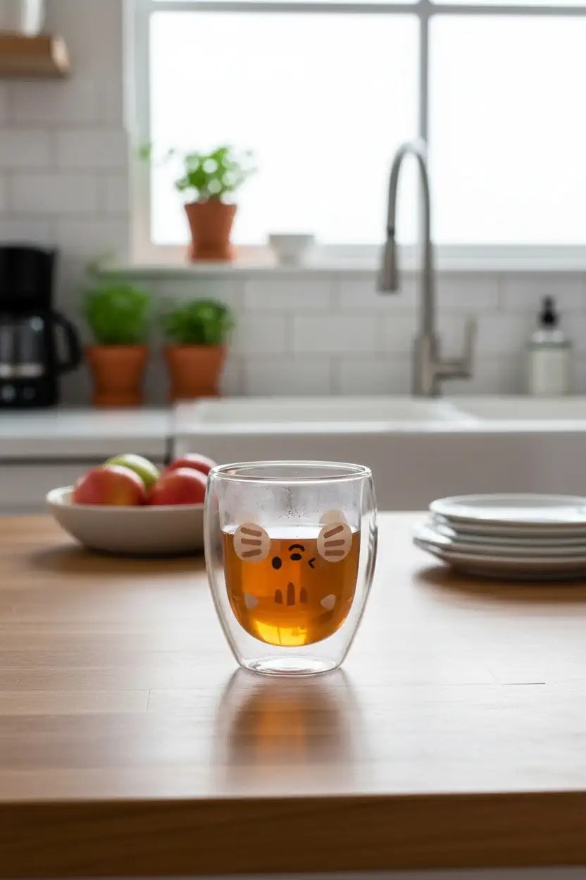 Sevimli Karakterler Serisi Çift Cidarlı Cam Bardak (350ML)