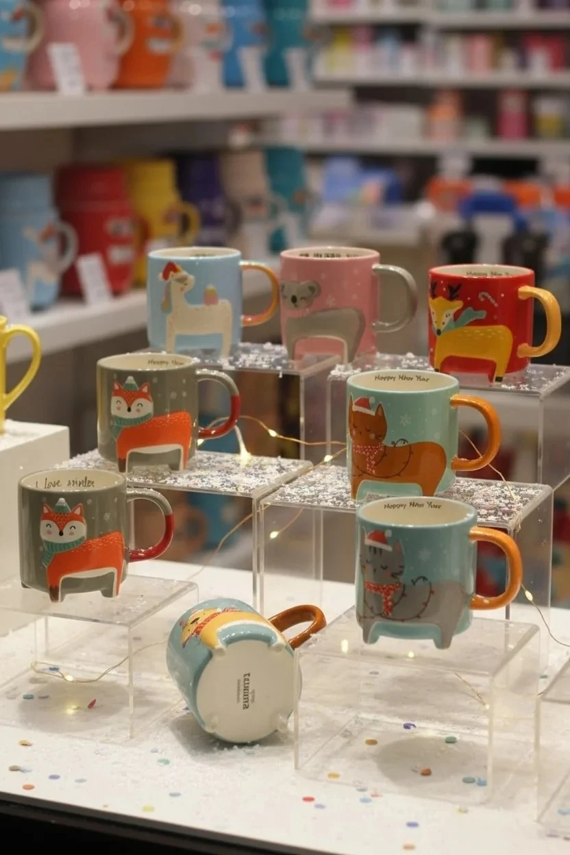 Hayvan Figürlü Yeni Yıl Temalı Kupa