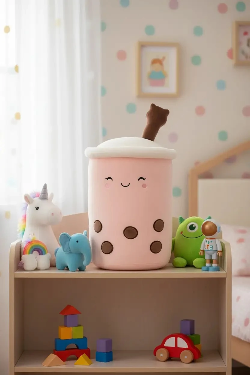 Sütlü Çay Peluş Yastık - Pembe 39Cm