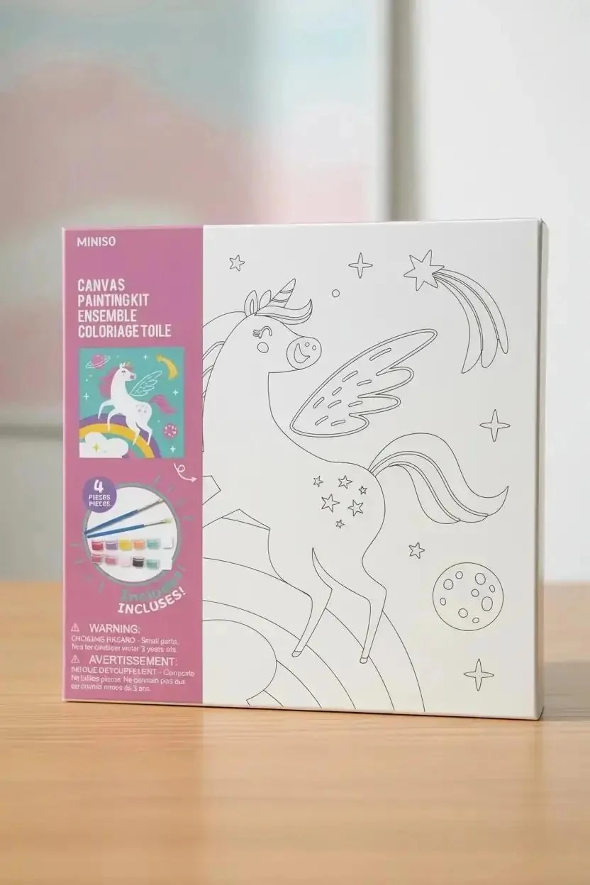 Miniso Lisanslı Unicorn Çerçeveli Boyama Seti 25x25 Cm – Akrilik Boyamalı