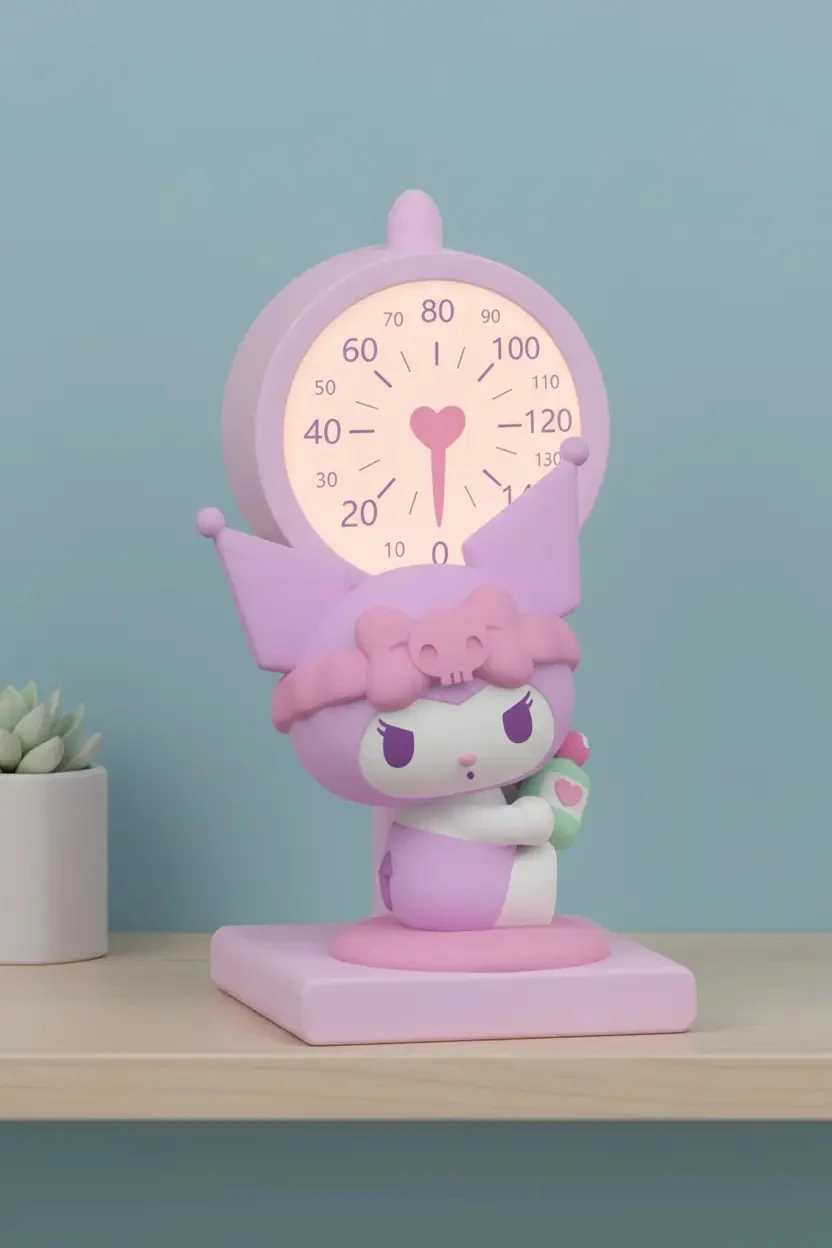 Sanrio Lisanslı Kuromi LED Mini Gece Lambası – Pilli Dekoratif Masa Üstü Aydınlatma Figürü 8 Cm