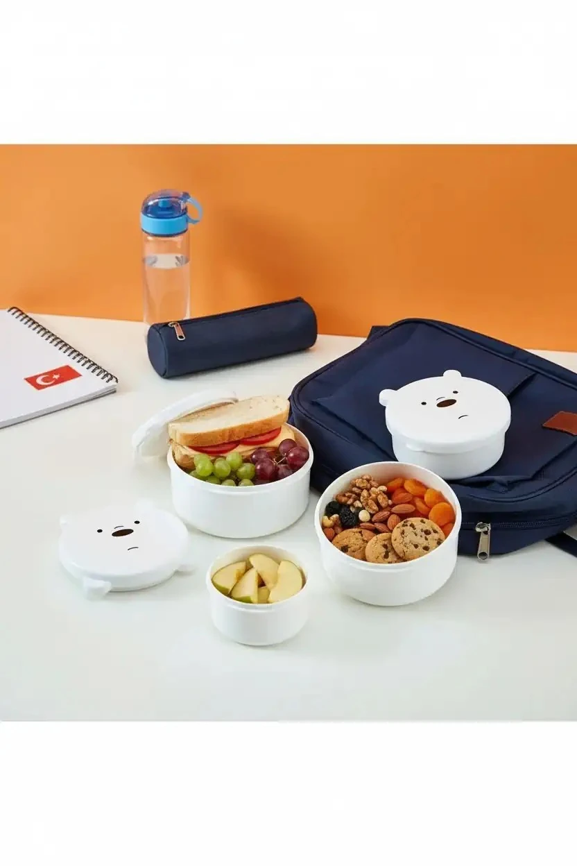 We Bare Bears Lisanslı 4'Lü Gıda Saklama Kabı -Ice Bear