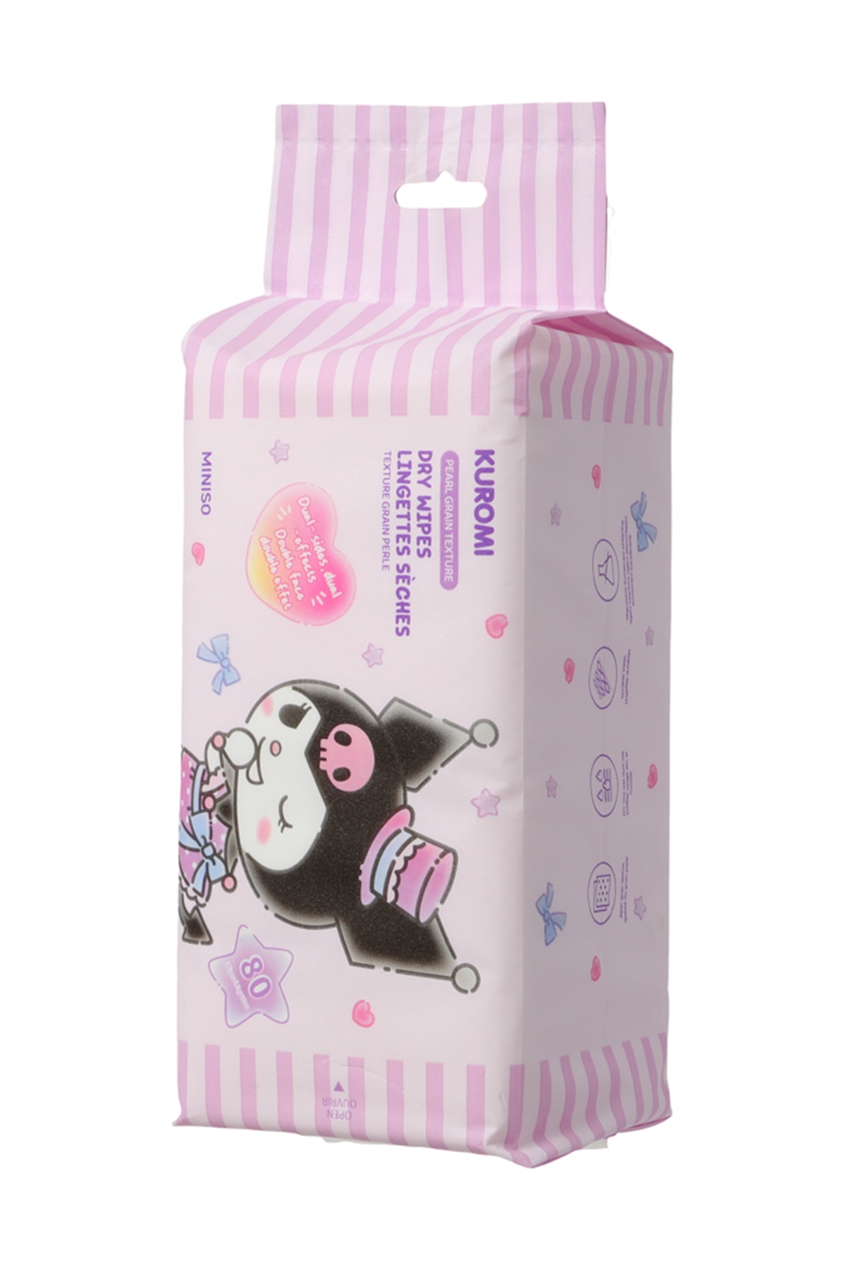Sanrio Lisanslı Kuromi İnci Dokulu Kuru Mendil (80 Mendil)