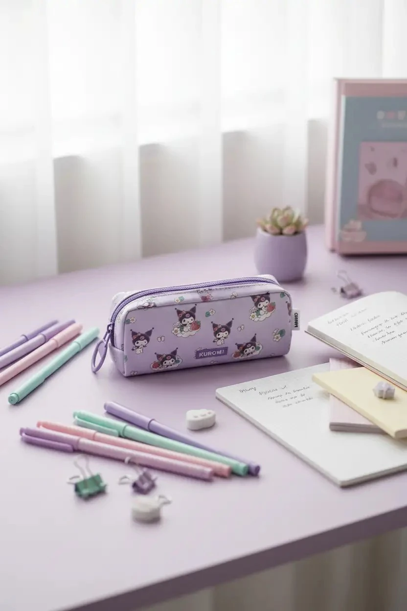 Sanrio Lisanslı Kuromi Çilek Mevsimi Kalemlik – Geniş Hacimli Şık Tasarım 21 Cm