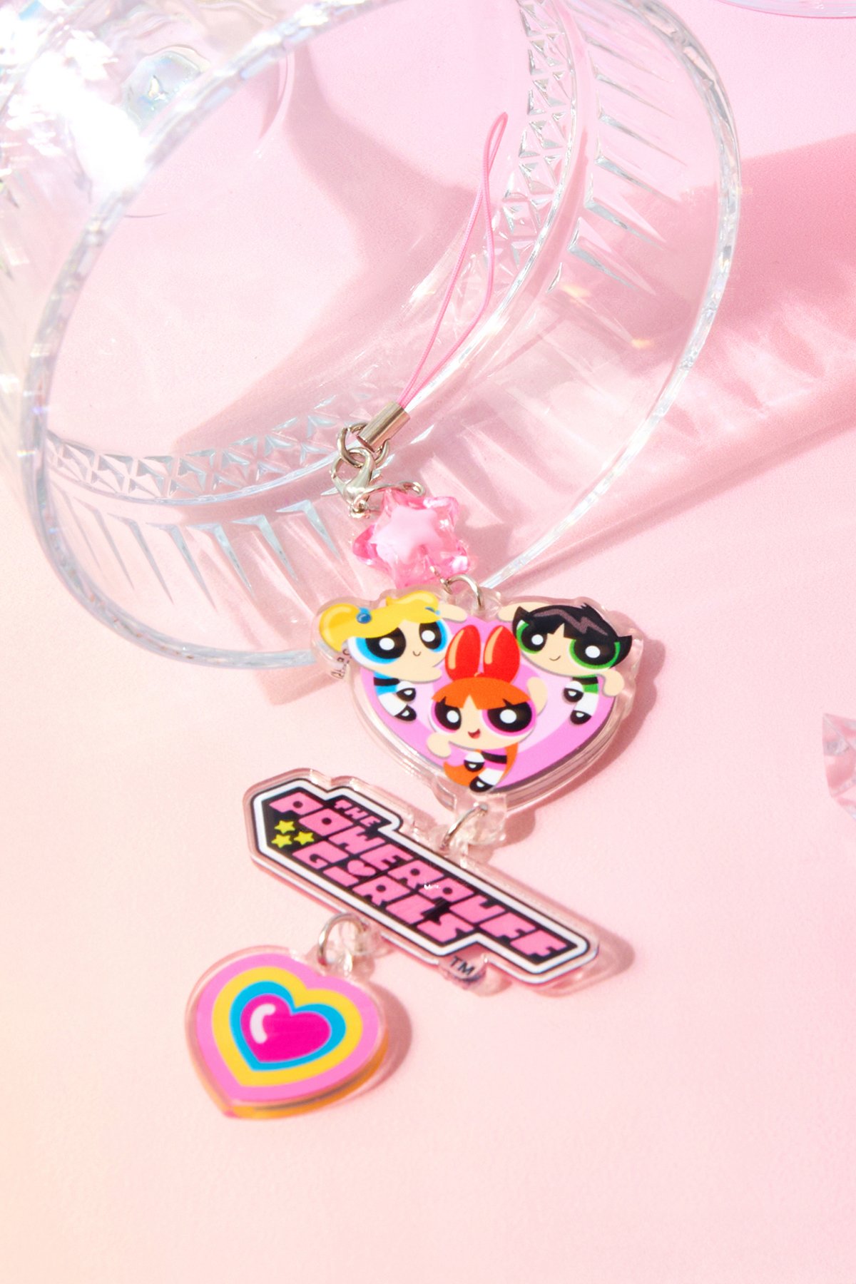 Powerpuff Girls Lisanslı Kalp Figürlü Aynalı Telefon İpi