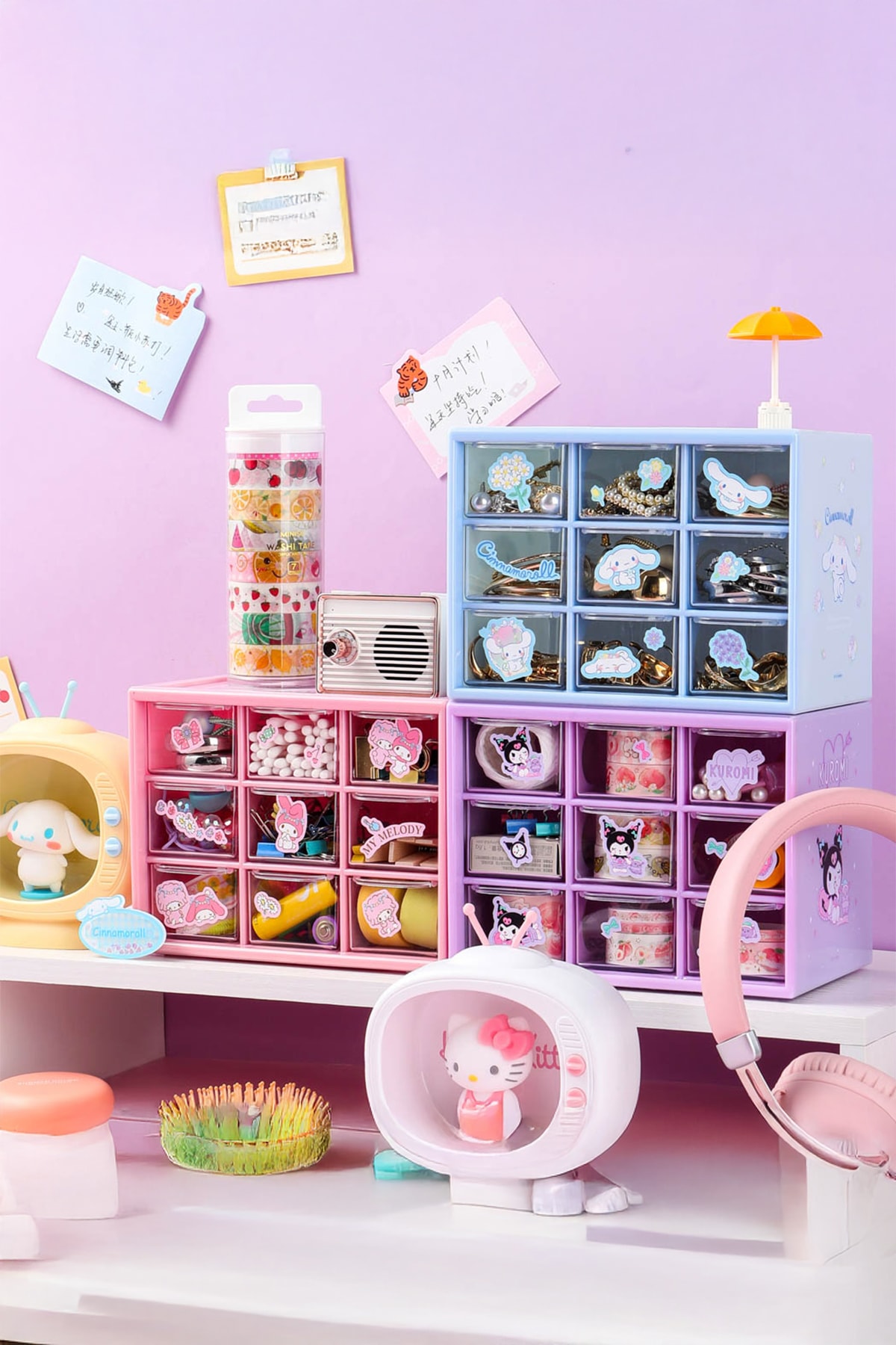 Sanrio Lisanslı ve Karakterli 9 Çekmeceli Saklama Kutusu