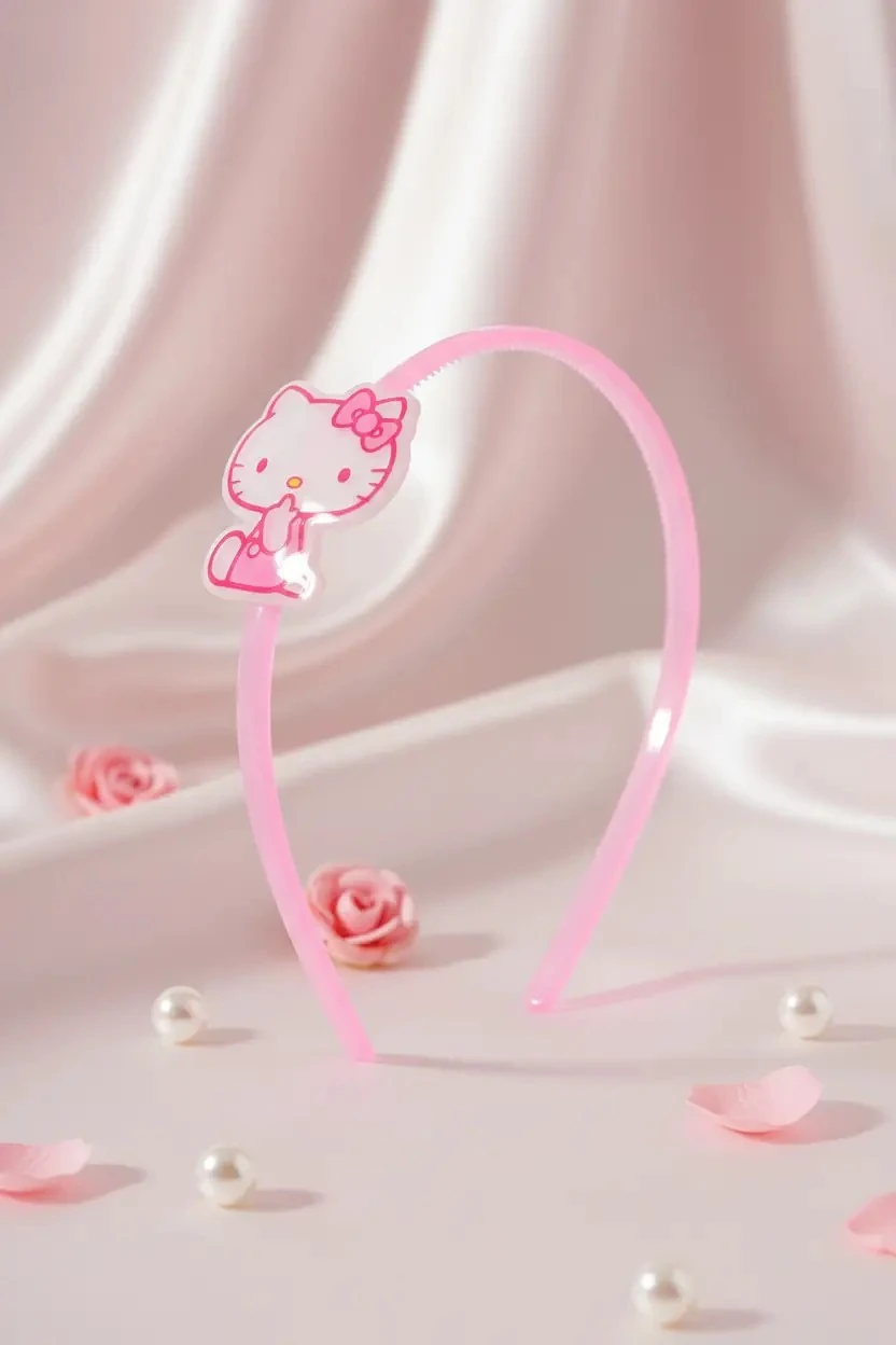 Sanrio Lisanslı Hello Kitty Saç Tacı – Pembe Çocuk Saç Aksesuarı