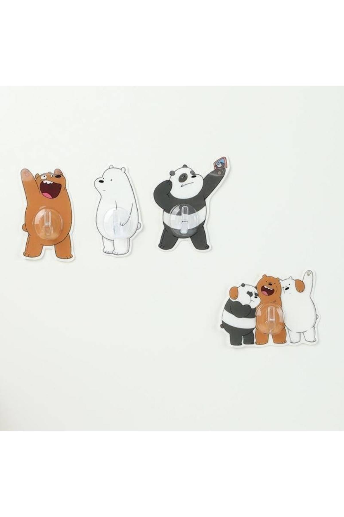 4'Lü We Bare Bears Yapışkanlı Kanca