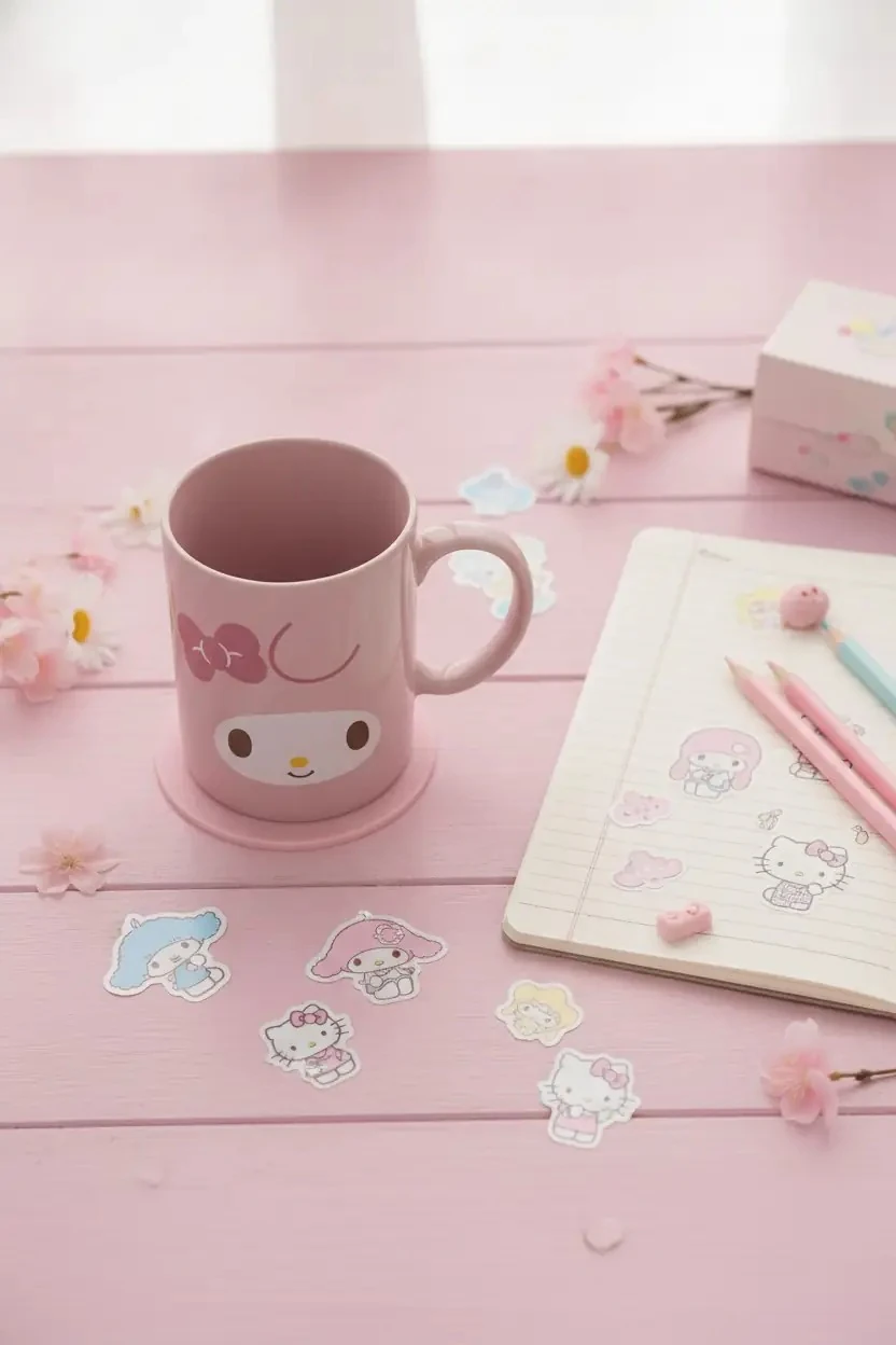 Sanrio Lisanslı My Melody Seramik Kupa Seti 340 mL – Altlıklı Tasarım