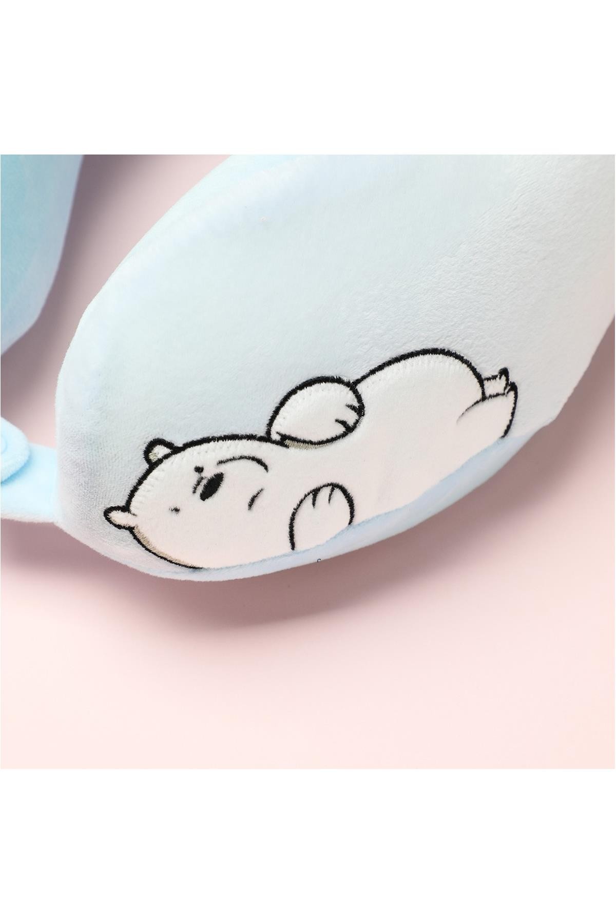 We Bare Bears Lisanslı Kutup Ayısı Ergonomik Seyahat Boyun Yastığı,Seyahat Yastığı