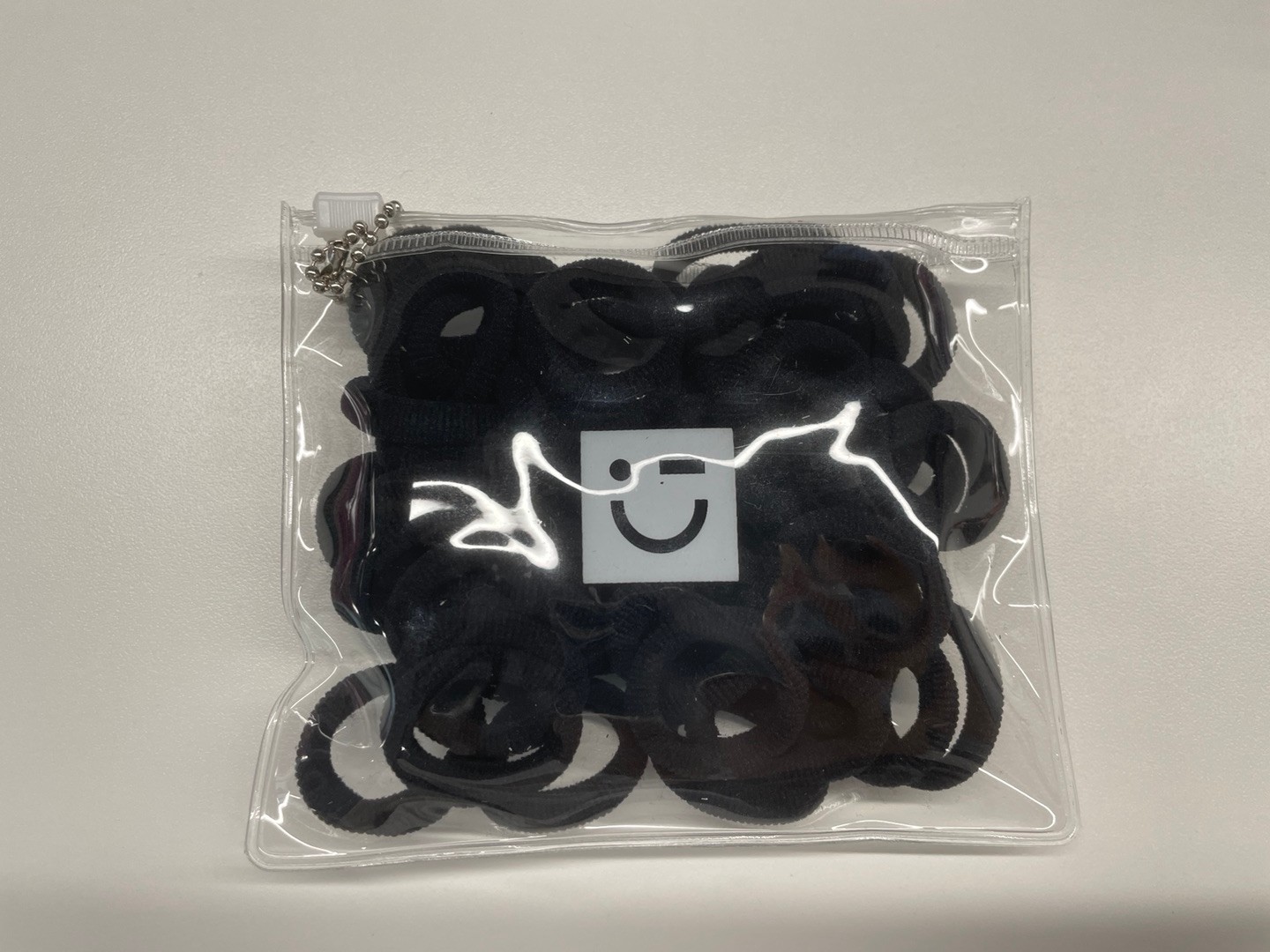 Şeffaf Taşıma Çantalı Minik Havlu Saç Lastiği - Siyah (50 Adet)