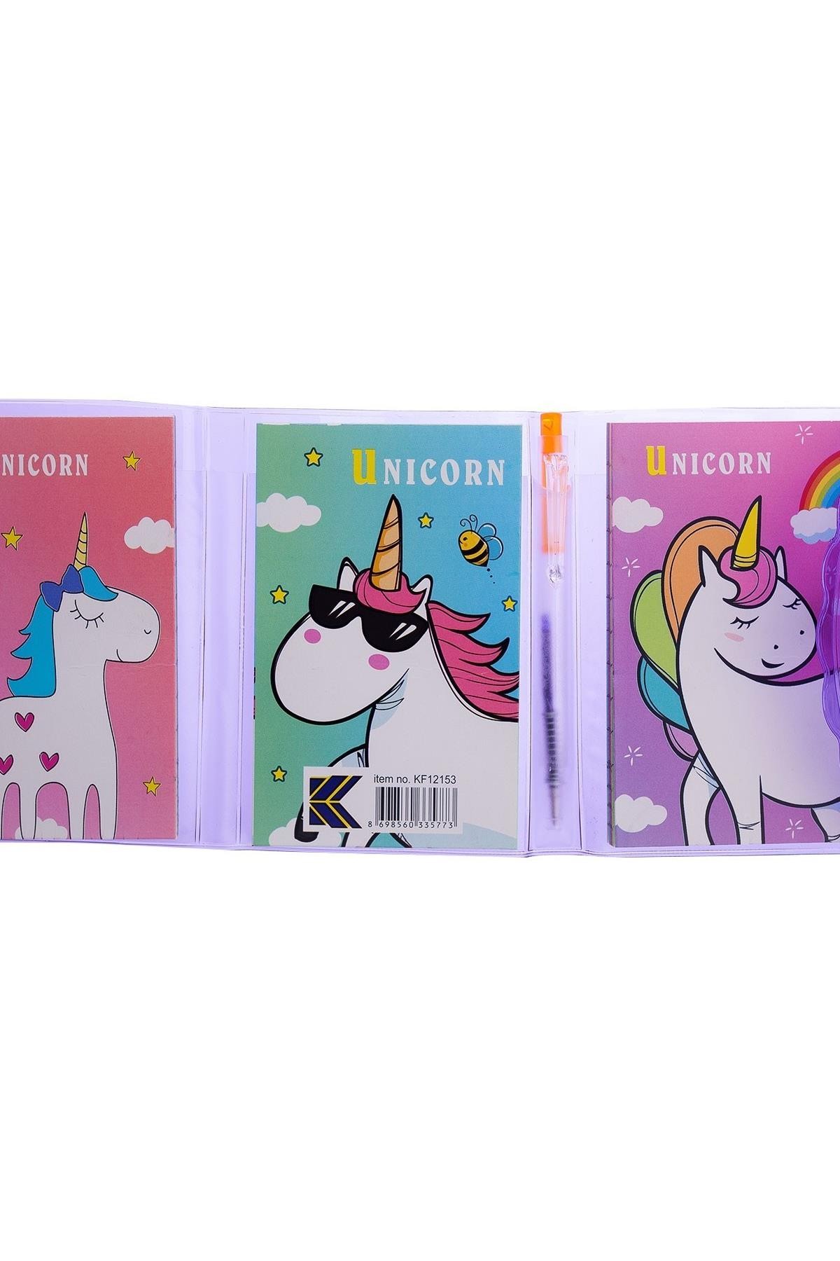 Unicorn Kapaklı Mini Kalemli Not Defteri