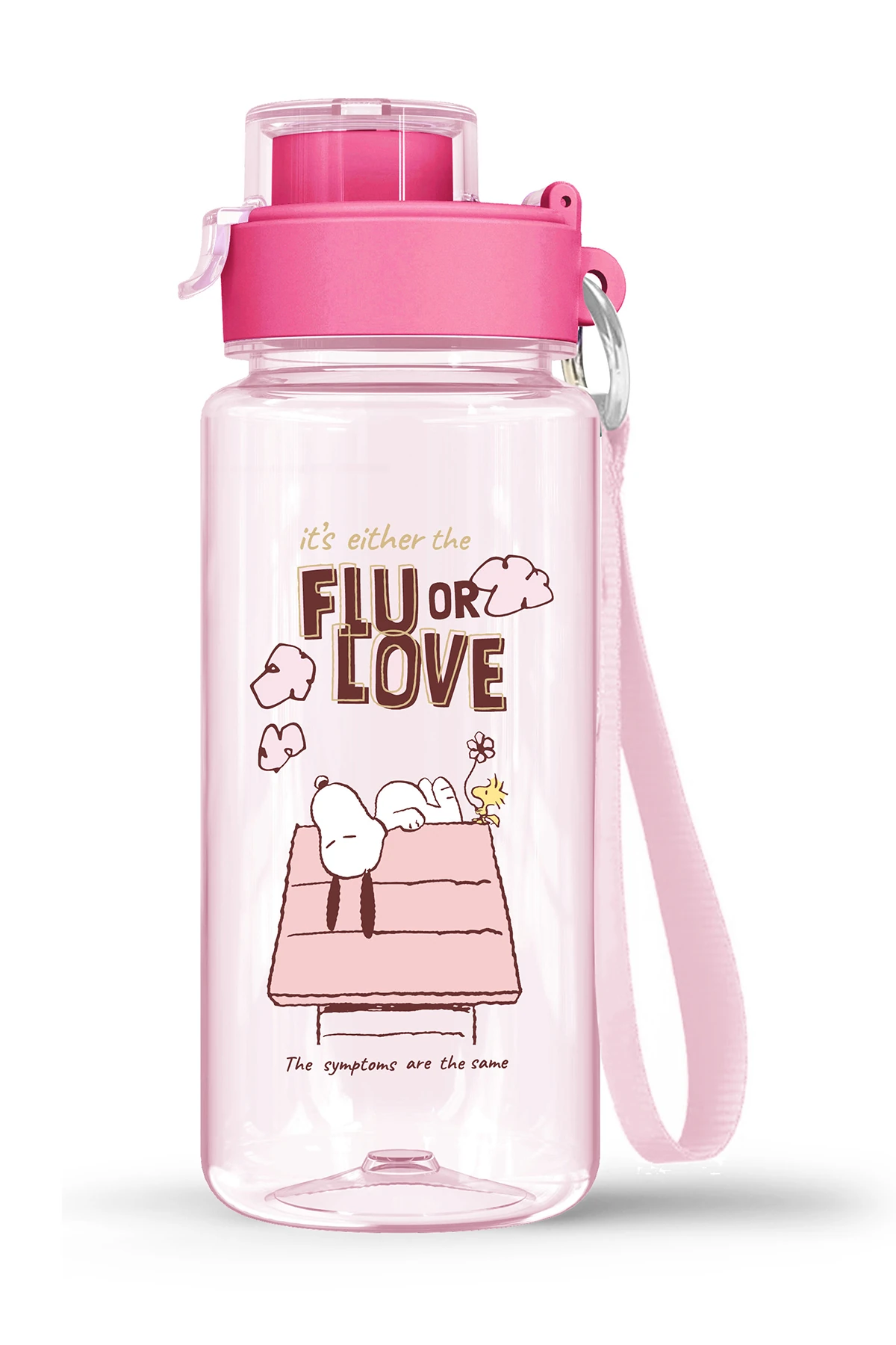 Snoopy Lisanslı Askılı Plastik Su Kabı 640 ml (Pembe)