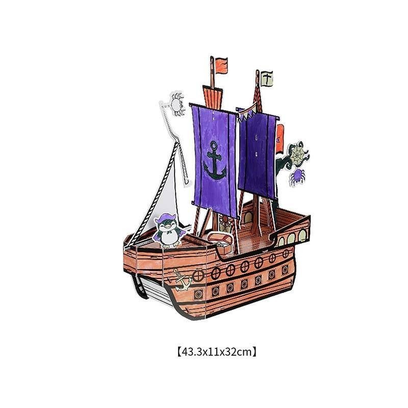 Korsan Gemisi Boyama 3D Yapboz 5 Renkli Kalem