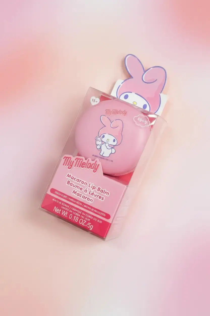 MINISO My Melody Makaron Lip Balm – Şeftali Kokulu Nemlendirici Dudak Bakımı