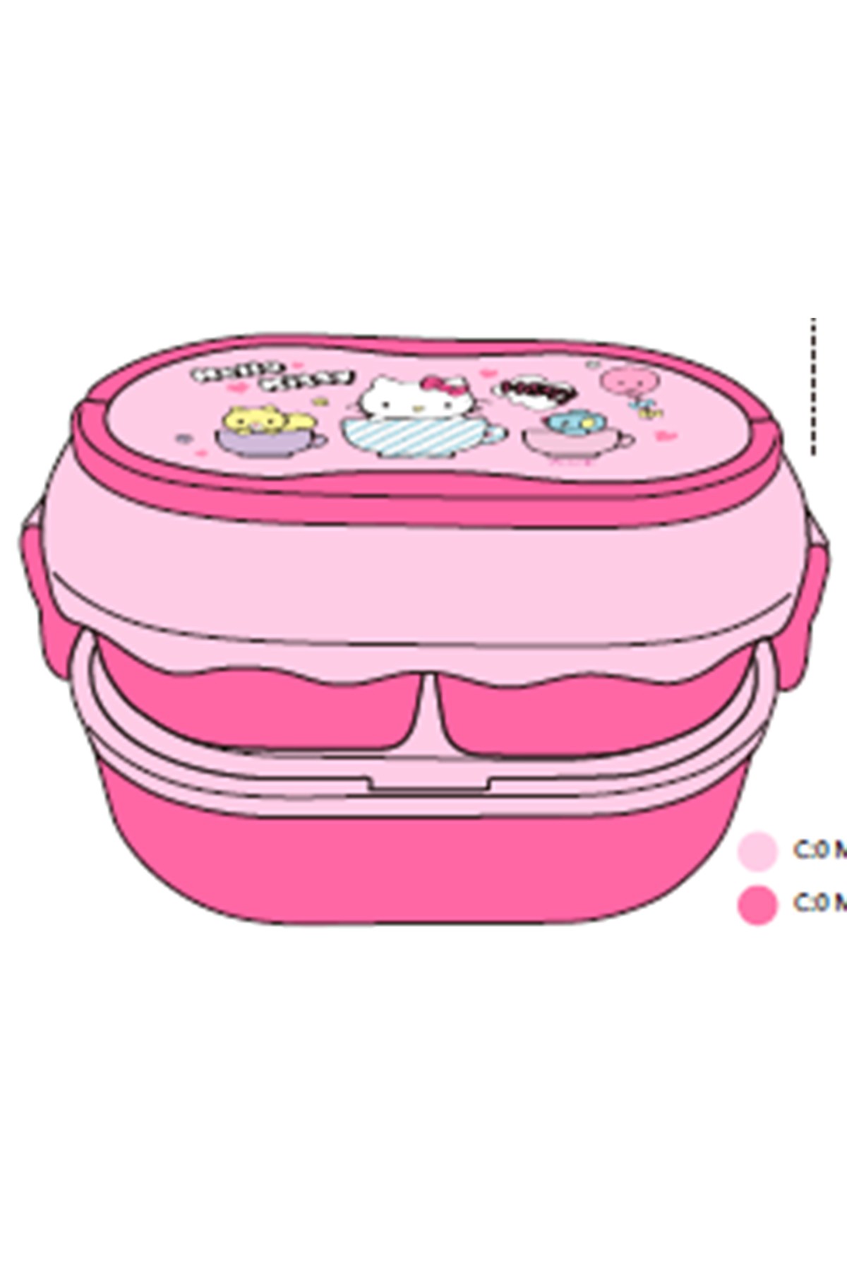 Sanrio Lisanslı Hello Kitty Çift Katmanlı Askılı Yemek Kabı