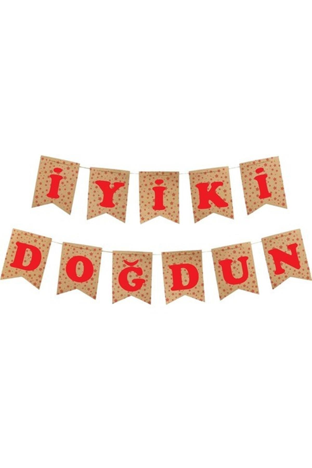 İyi Ki Doğdun Harf Afiş -Kraft Kırmızı