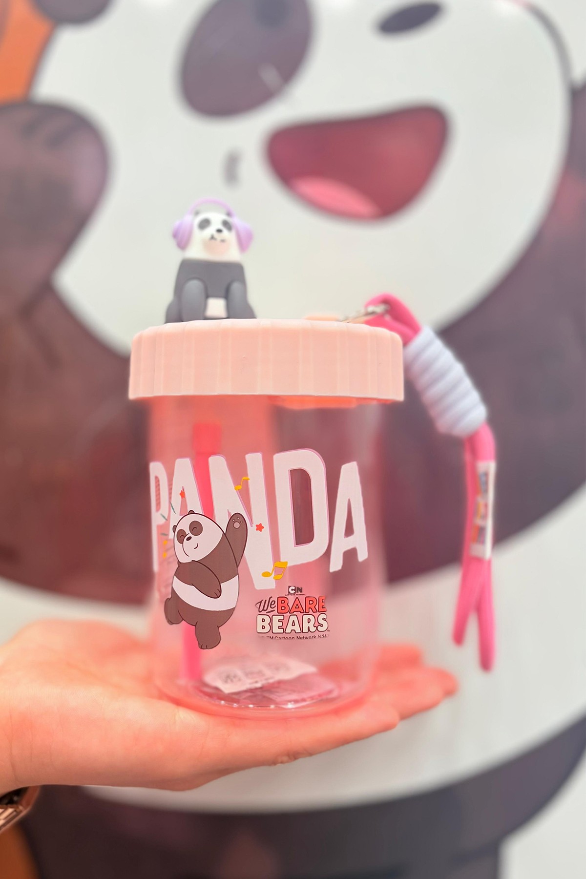 We Bare Bears Lisanslı Askılı Plastik Şişe (520mL) (Panda)
