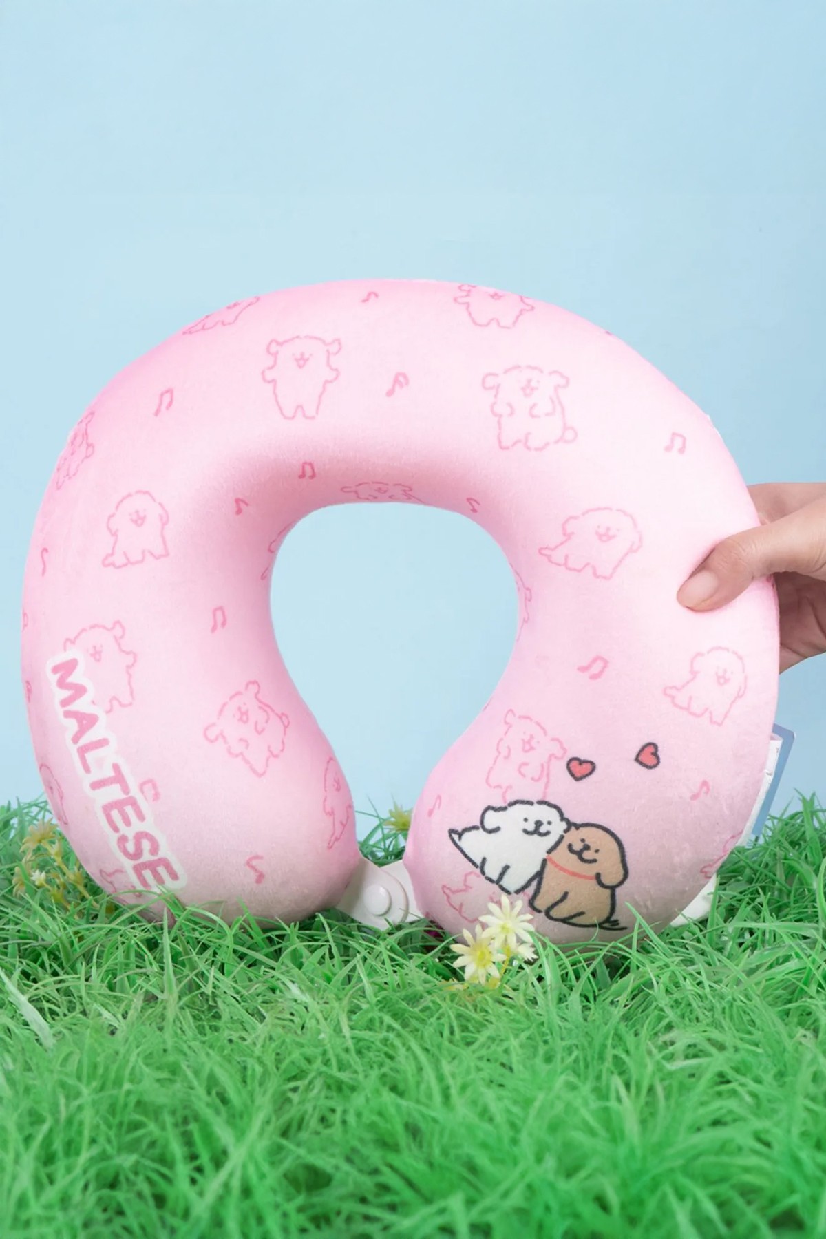 Maltese Lisanslı Hafızalı Sünger Boyun Yastığı - Pembe (Outlet)
