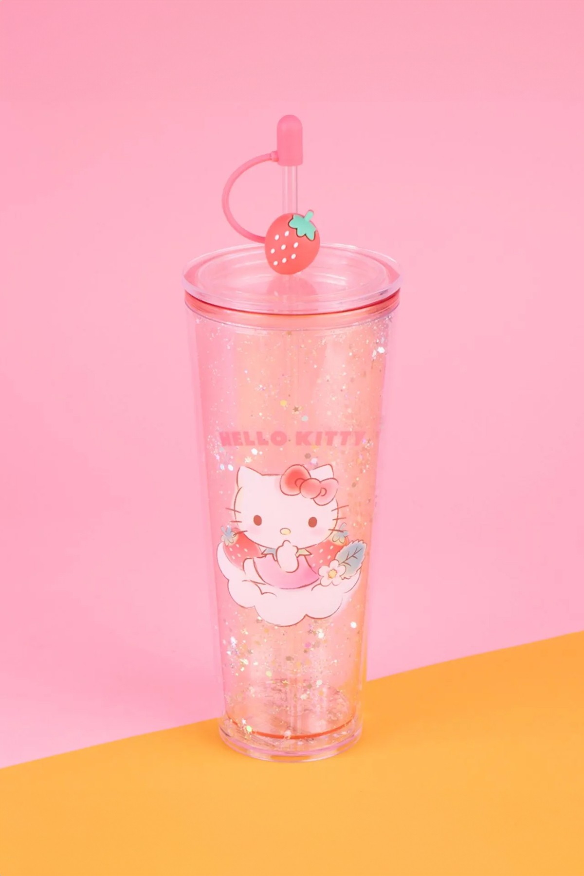 Sanrio Lisanslı Çift Cidarlı Pipetli Plastik Şişe (800ml) - Hello Kitty