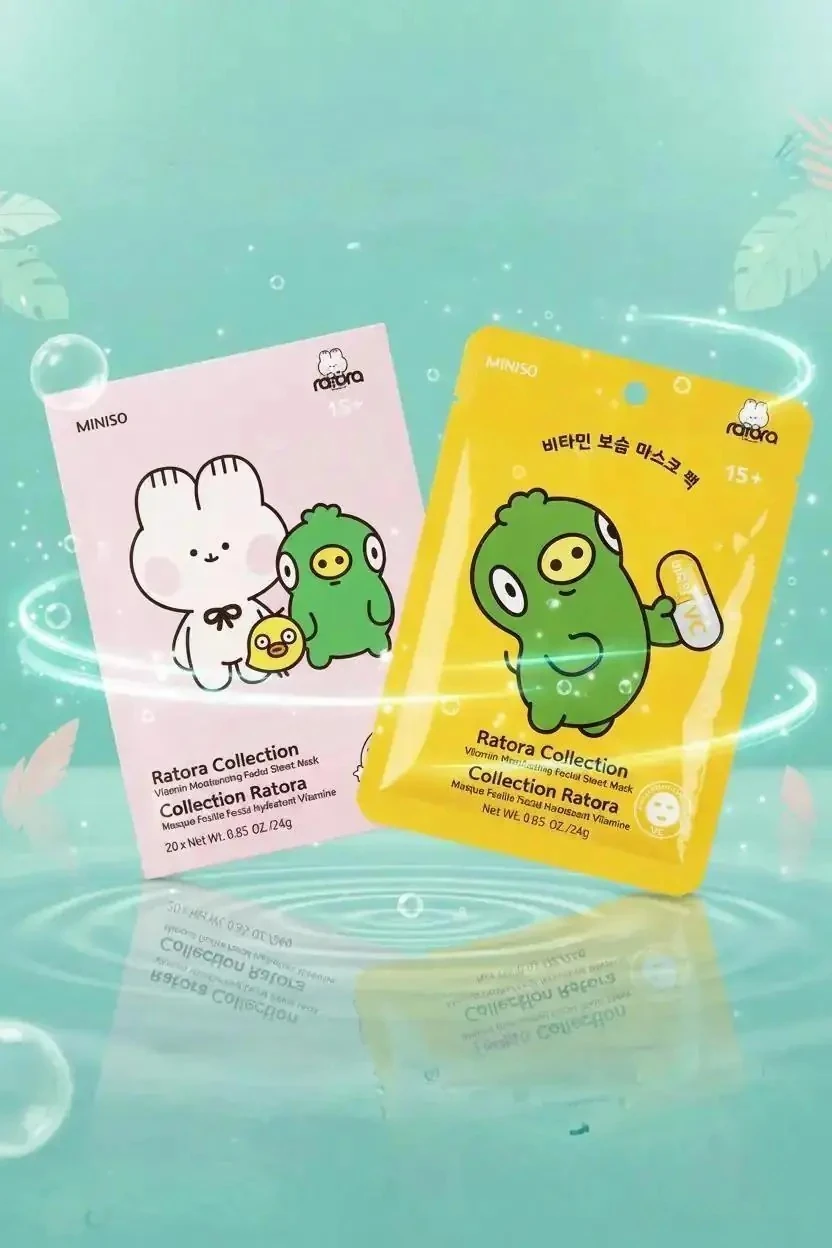Miniso Lisanslı Ratora Serisi Vitaminli Nemlendirici Kağıt Yüz Maskesi – VC (C Vitamini)