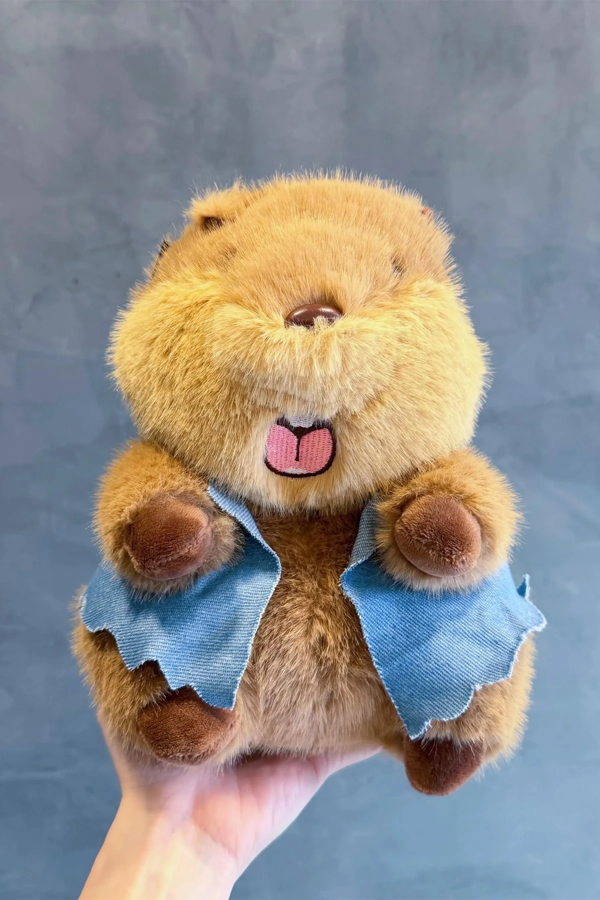 Miniso Lisanslı Marmot Peluş Oyuncak – Denim Kıyafet Detaylı 20 Cm