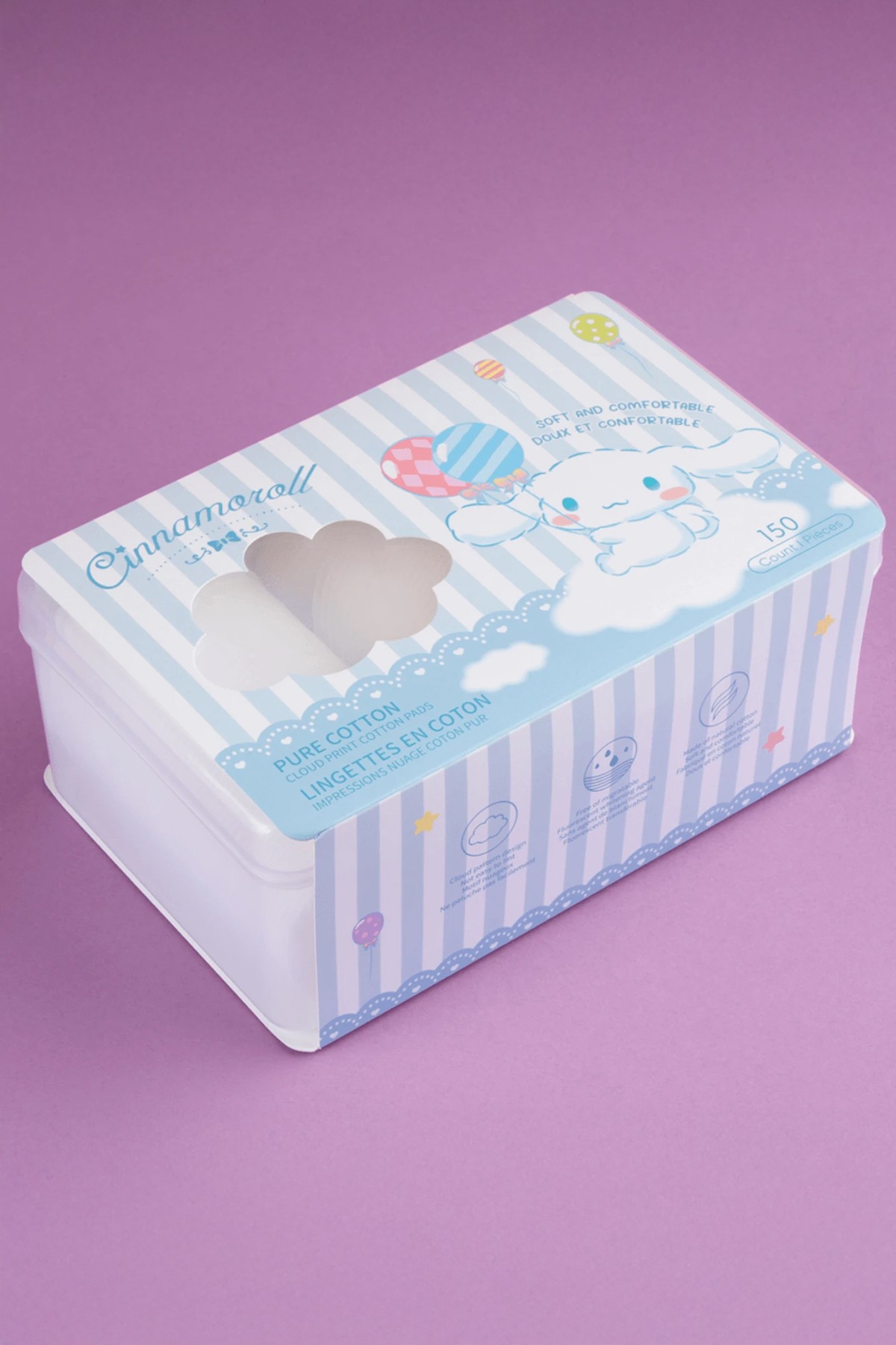 Sanrio Lisanslı Cinnamoroll Bulut Desenli Makyaj Temizleme Pamuğu
