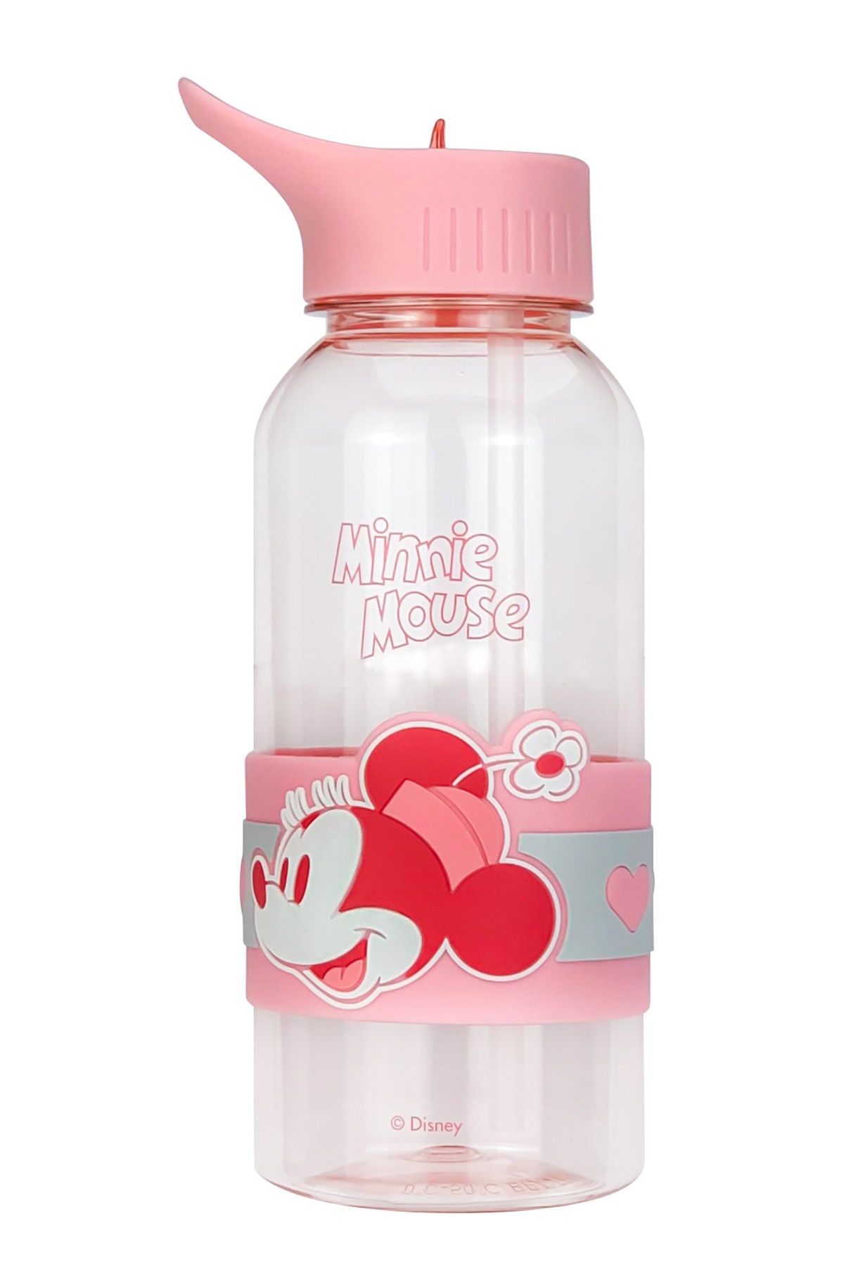 Disney Minnie Mouse Lisanslı Pipetli ve Kapaklı Plastik Suluk