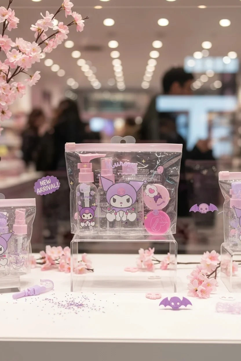 Sanrio Lisanslı Seyahat Dostu 5’Li Şişe Seti - Kuromi -Cinnamoroll