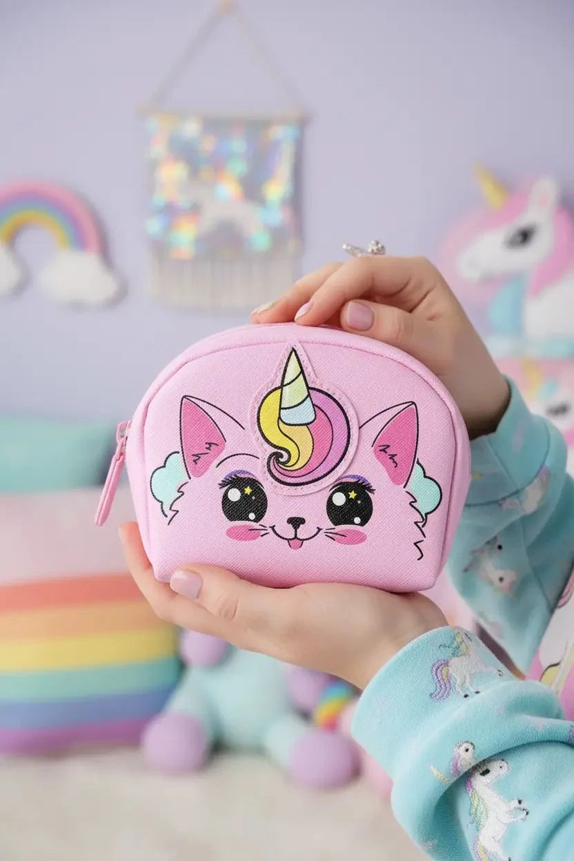 Unicorn Serisi Oval Mini Çanta - Fuşya