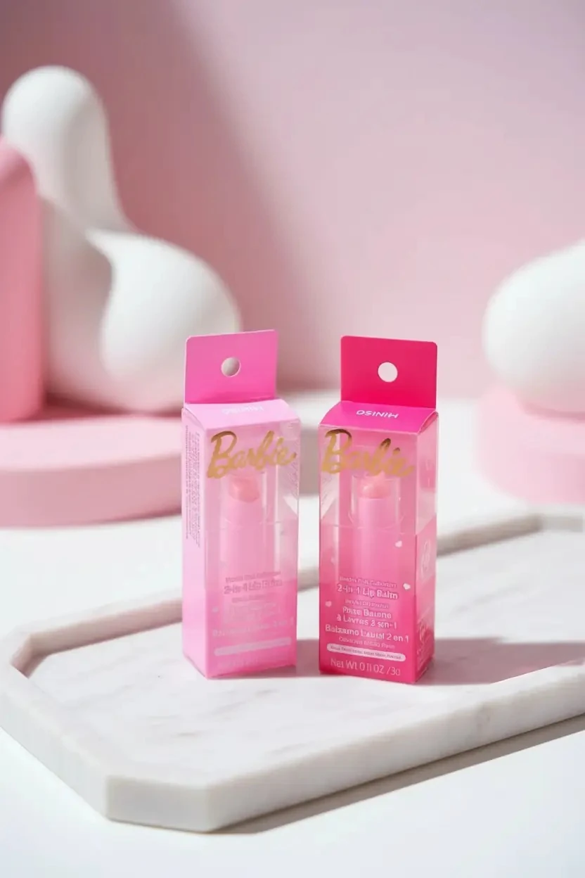 Barbie Lisanslı Pembe Serisi 2'si 1 Arada Dudak Balsamı – Gül Tonlu Nemlendirici ve Renk Veren Lip Balm 7.9 Cm
