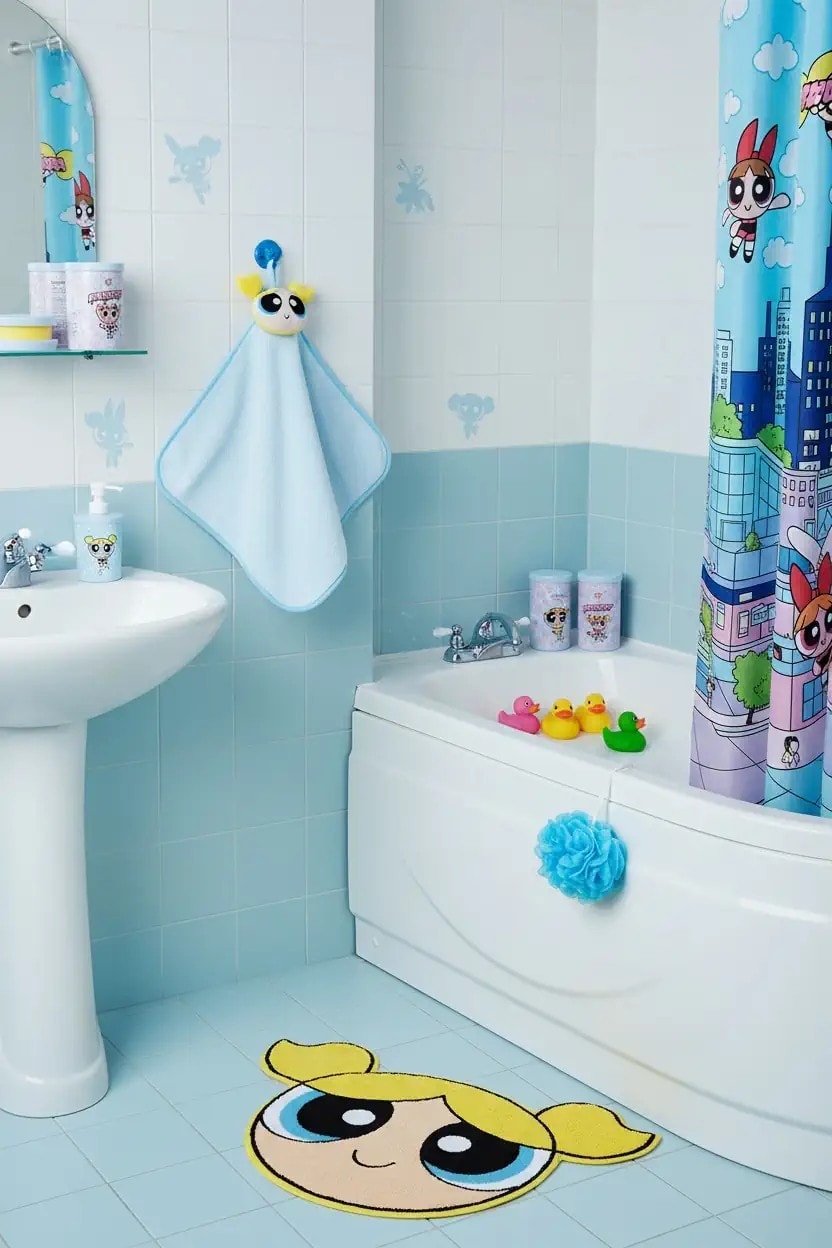 Powerpuff Girls Lisanslı 3D Dekoratif El Havlusu (Bubbles)