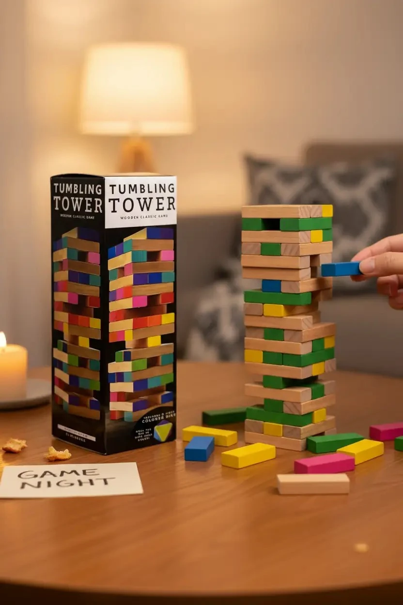 Miniso Lisanslı Ahşap Denge Kule Oyunu 48 Parça – Eğlenceli Strateji Ve Aile Oyunu