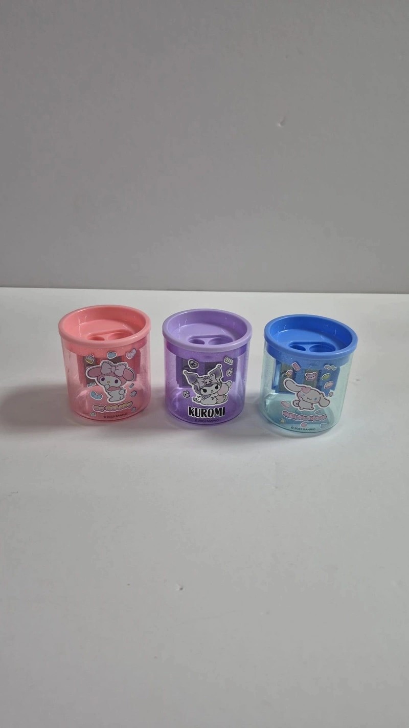 Kuromi  - My Melody -  Cinnamoroll Çift Bıçaklı Kalemtraş Yuvarlak