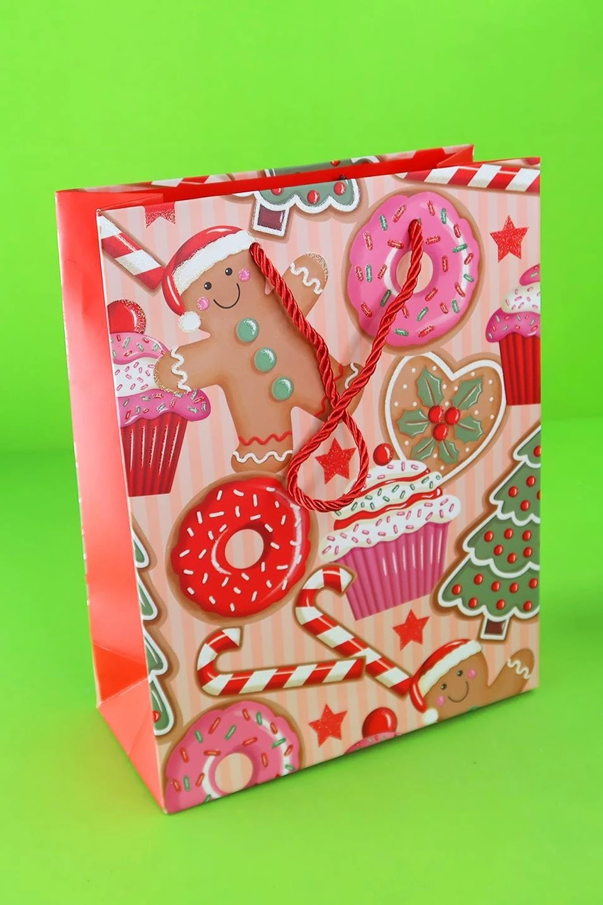  Yılbaşı Yıldızlı Karton Çanta 23x18 Cm