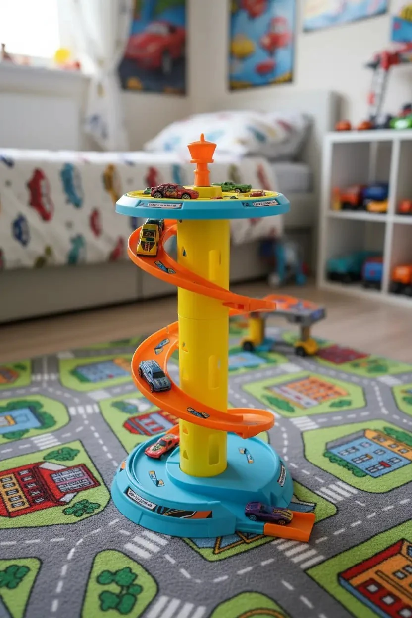 Junior Wheels Dönen Otopark Oyuncak Seti – Dönen Pist ve Araçlı Oyun