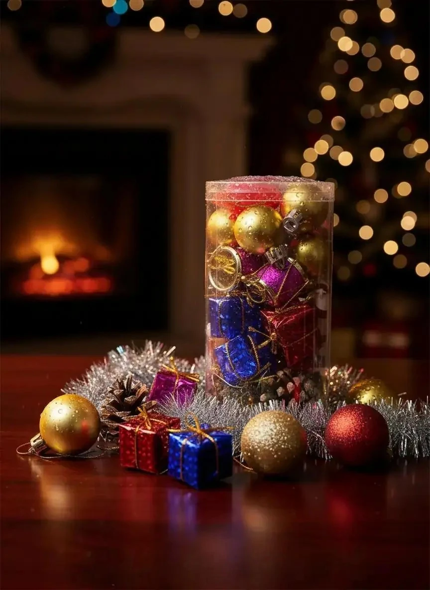 24'Lü Karışık Yılbaşı Süs Seti – Ağaç Ve Ev Dekoru İçin Parlak Tasarım