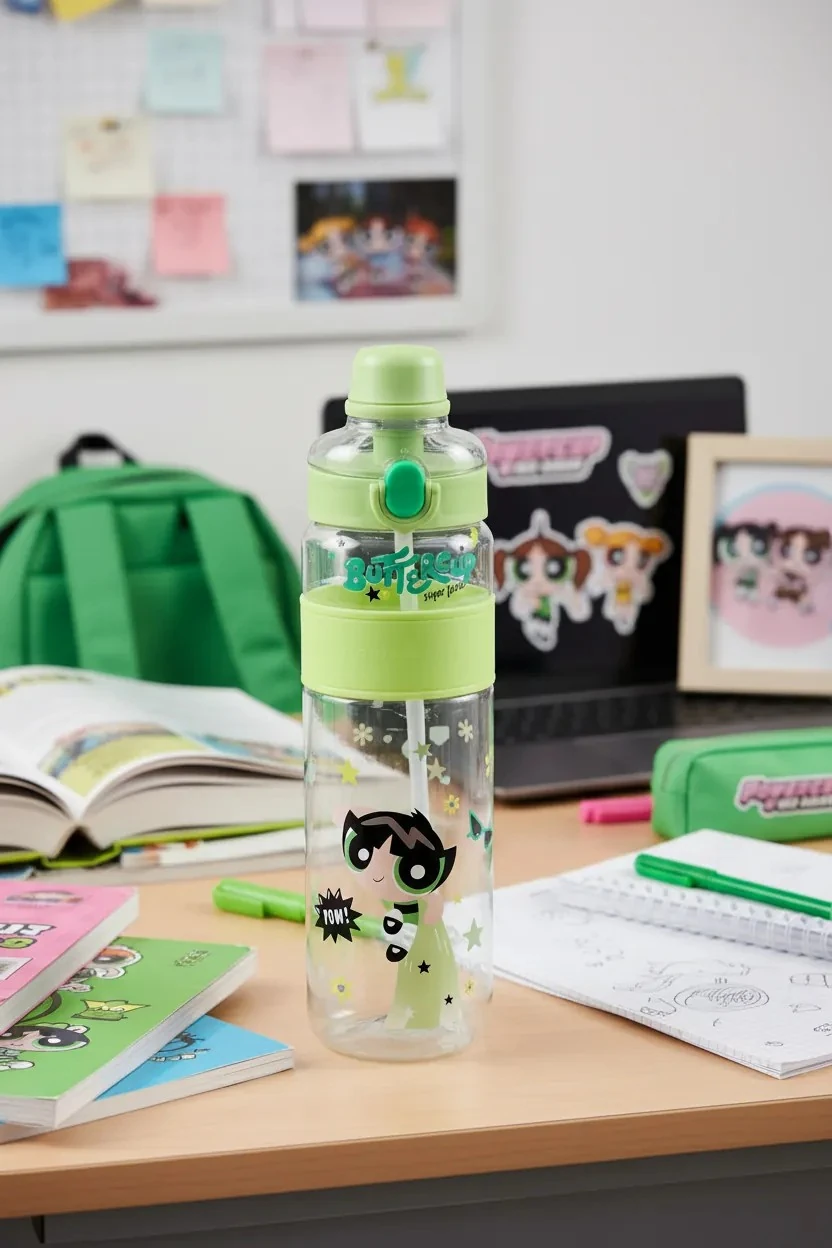 Powerpuff Girls Lisanslı Büyük Kapasiteli Plastik Şişe 1100 Ml - Buttercup