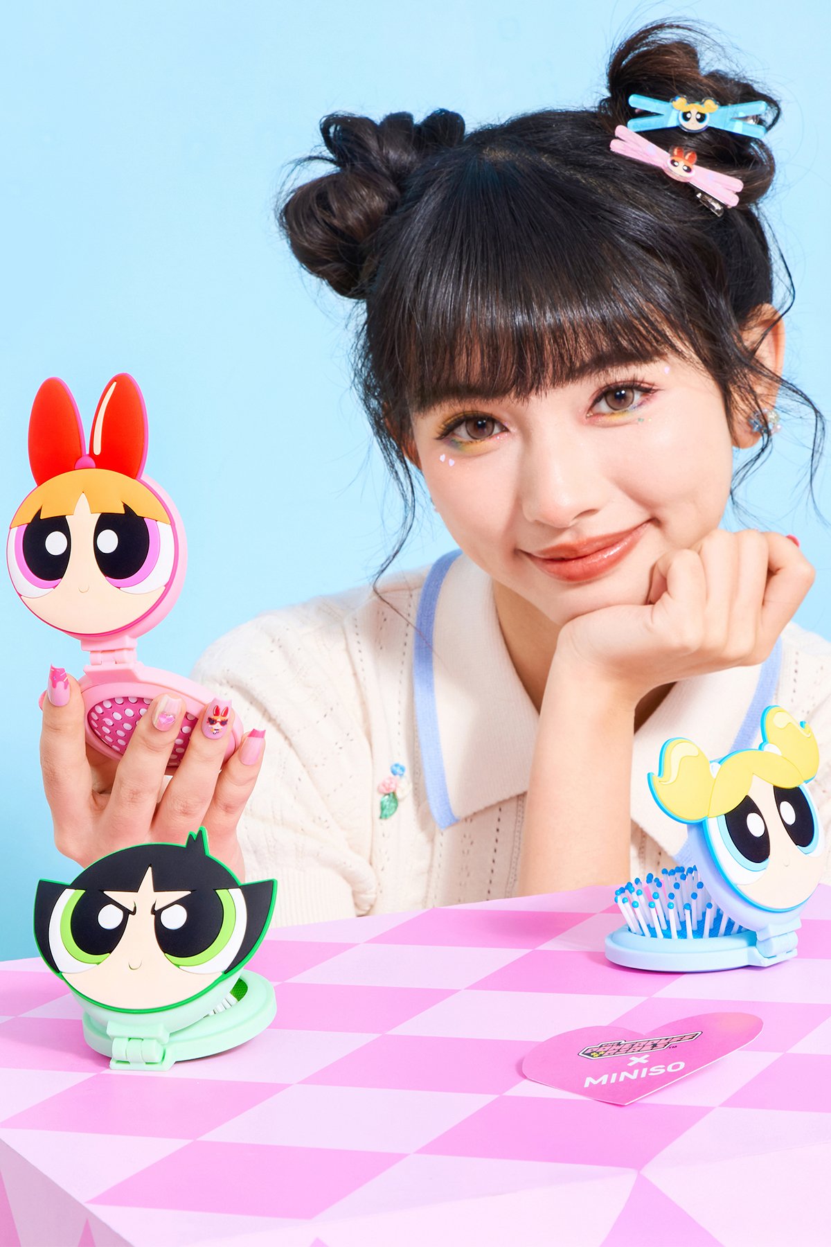 Powerpuff Girls Lisanslı Aynalı Mini Saç Fırçası - Blossom